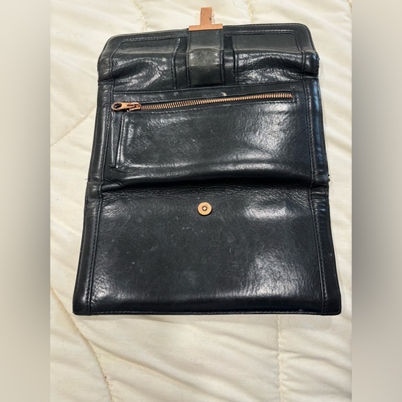 Ted Baker Black Bovine Leather Long Zip Snap Wallet Rose Gold Hardware - Picture 4 of 4